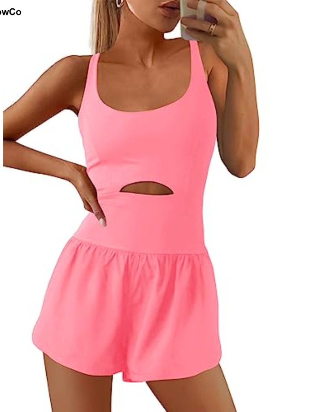 Women's Athletic Romper with Built-In Bra, Cross Back, Cutout